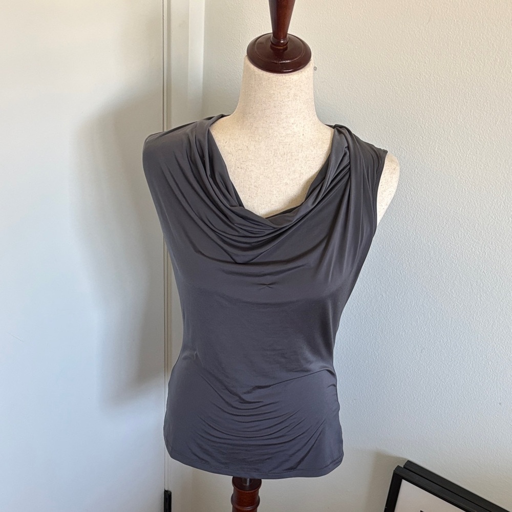 Worthington Gray Draped Cowl Neck Sleeveless Blouse